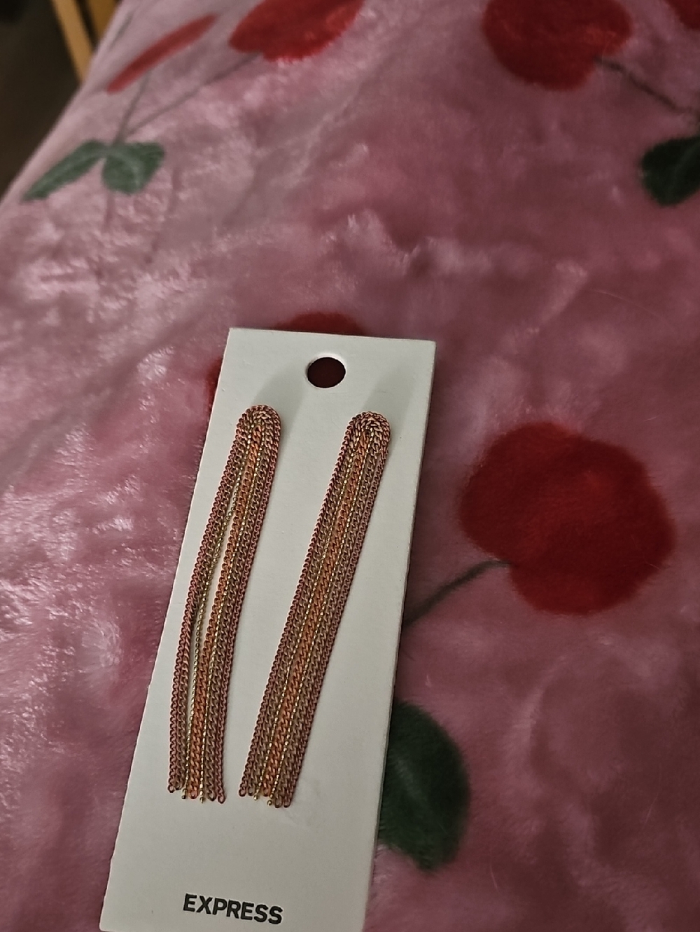 Express Rose Gold Multi-Chain Tassel Drop Earrings